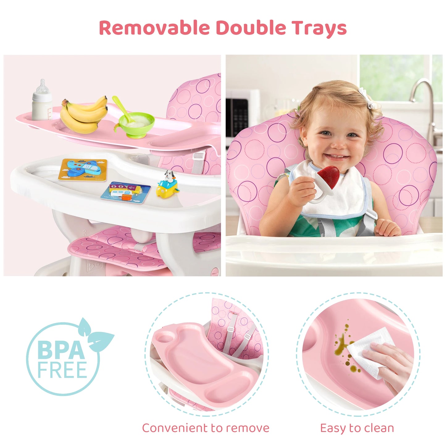 2-in-1 Baby High Chair with Table Footrest