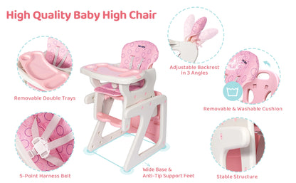 2-in-1 Baby High Chair with Table Footrest