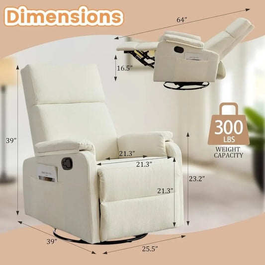Reclining Swivel Rocking Chair for Adults