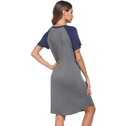 Breastfeeding-Friendly Maternity Pajama Dress