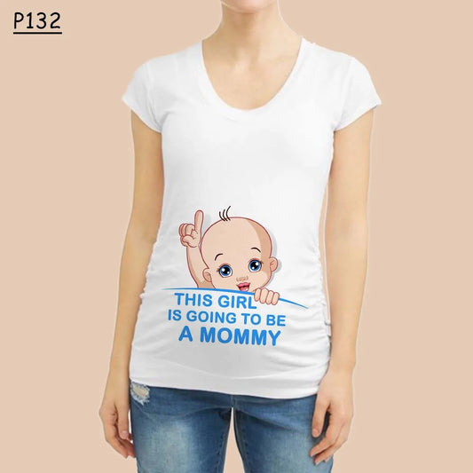 “Pocket Baby” White Maternity Short Sleeve T-Shirt
