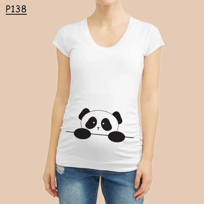 “Pocket Baby” White Maternity Short Sleeve T-Shirt