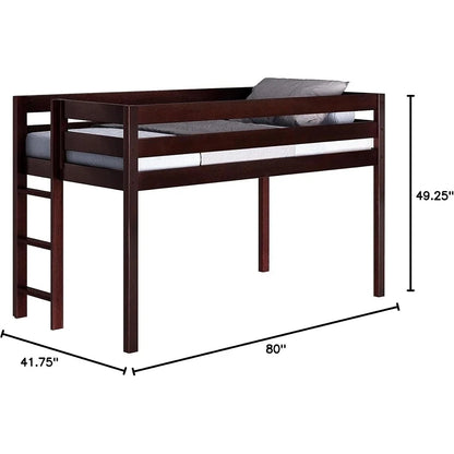 Contemporary Solid Wood Twin Low Loft Bed