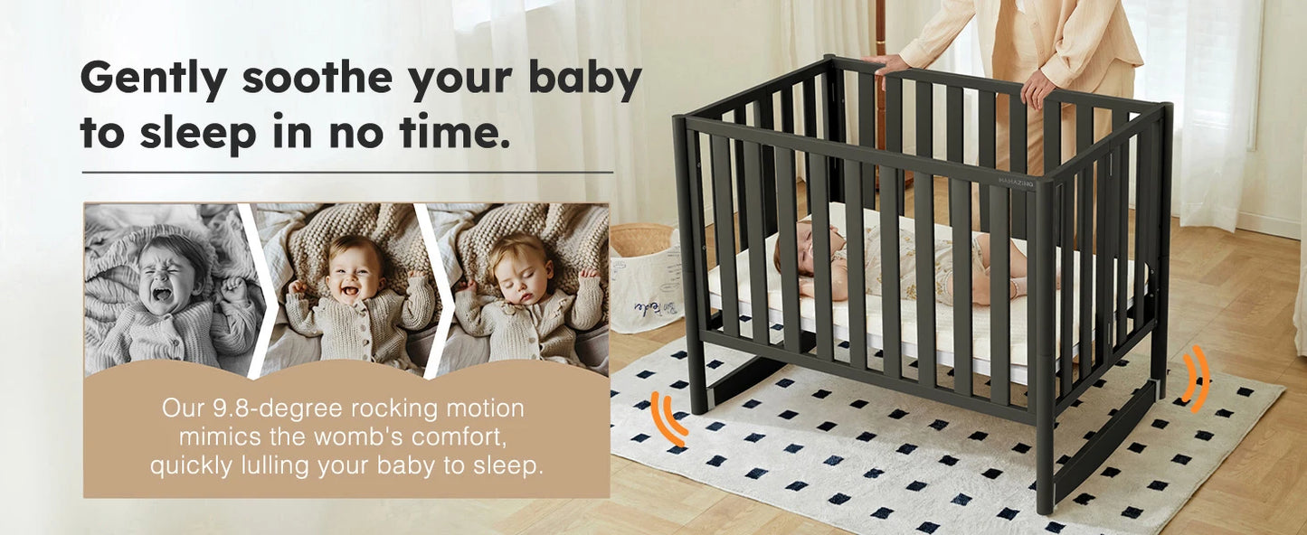 MAMAZING 6-in-1 Convertible Mini Crib (Black)