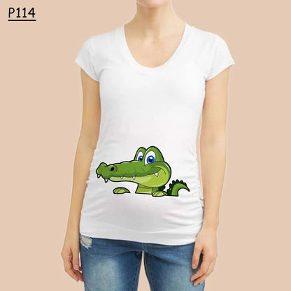 “Pocket Baby” White Maternity Short Sleeve T-Shirt
