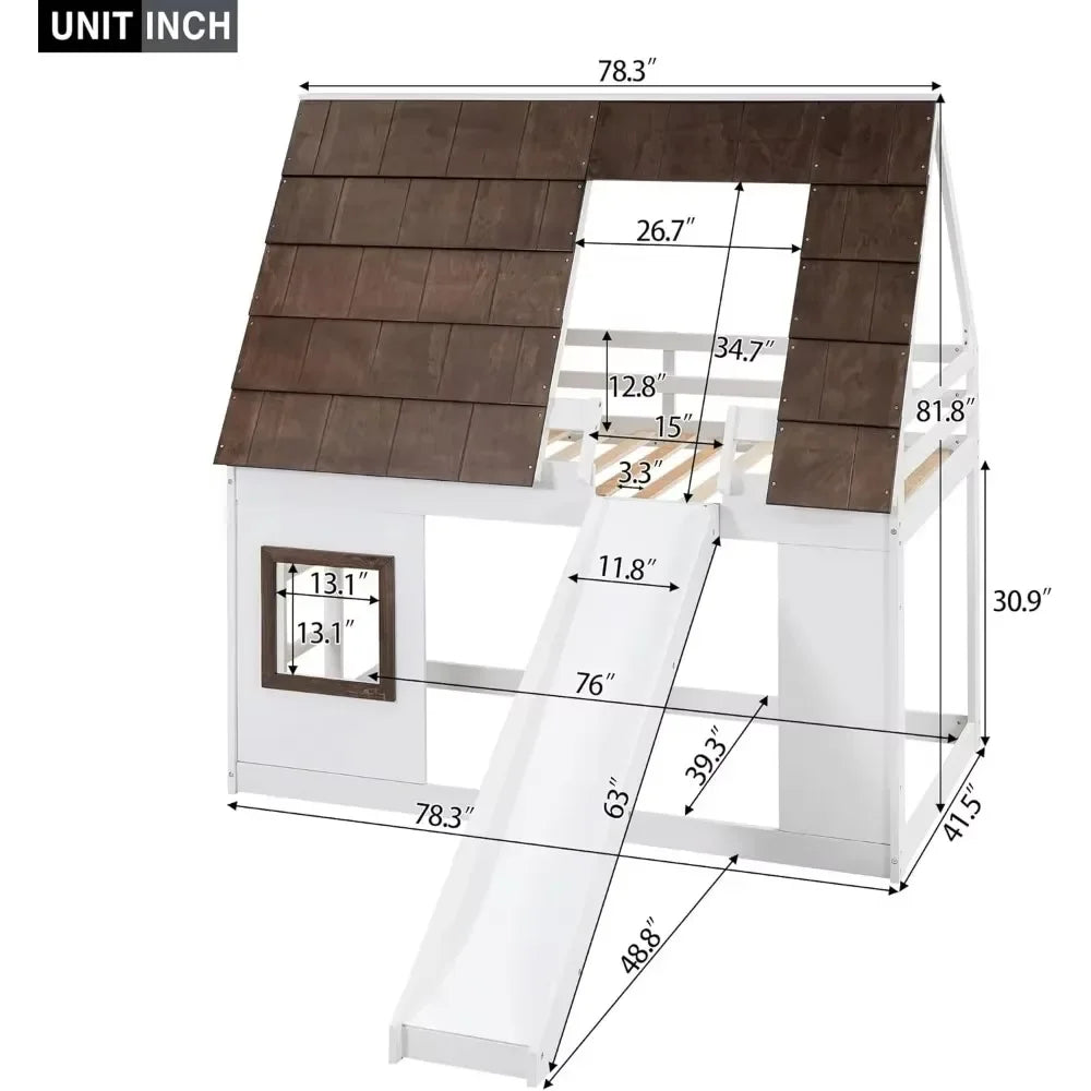 Twin Over Twin House Bunk Bed
