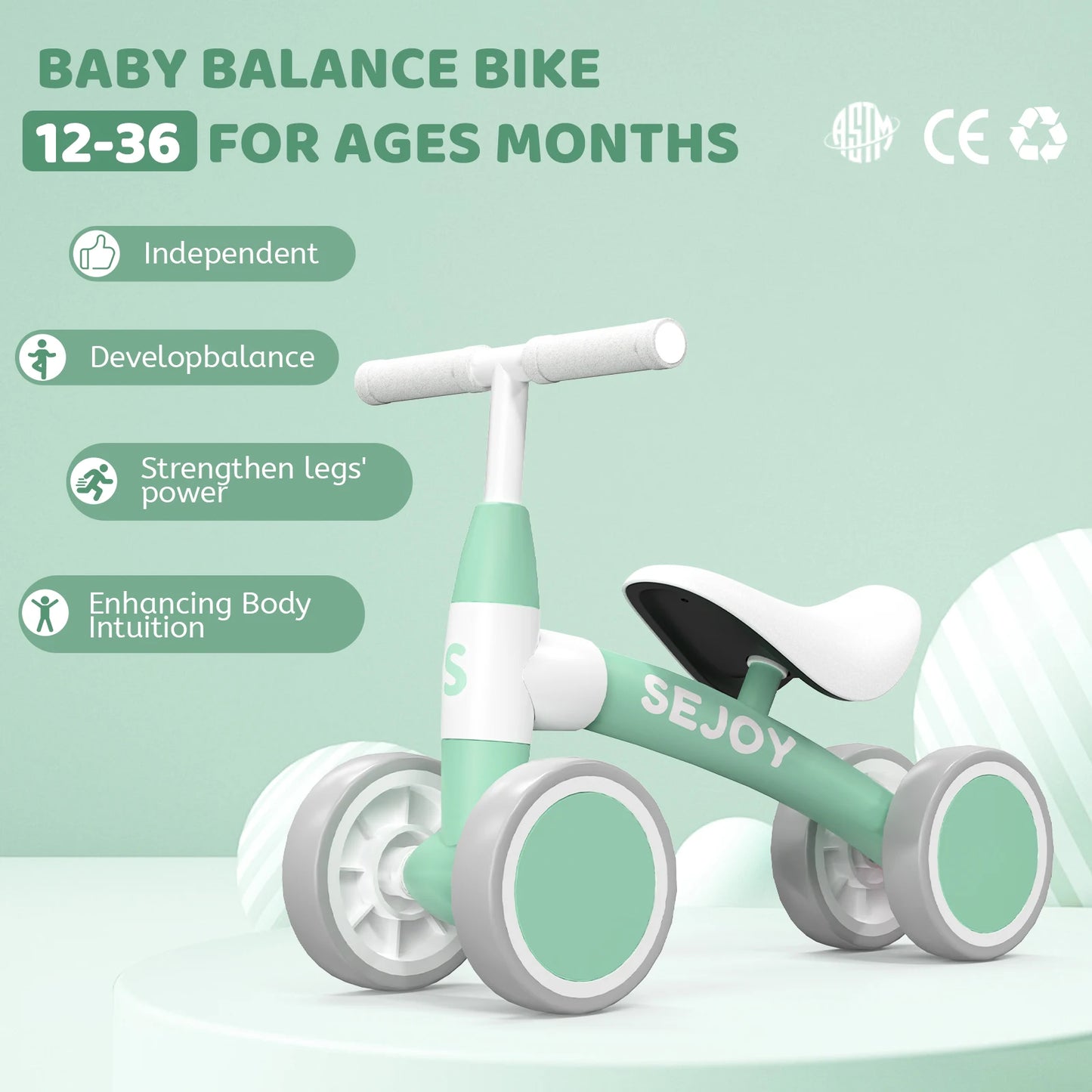 Sejoy Baby Balance Bike for 1-3 Years Old