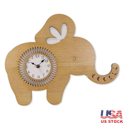 Indoor Elephant Shaped Wood Wall Clock