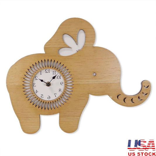 Indoor Elephant Shaped Wood Wall Clock