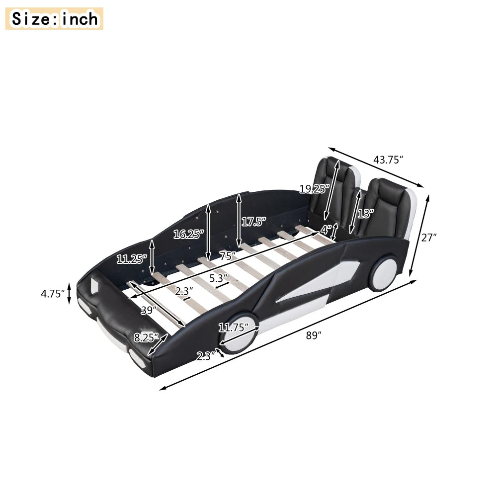 Twin Size Race Car Bed with Wheels