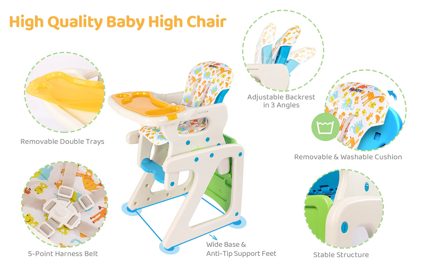 Sejoy High Chair for Baby and Toddlers