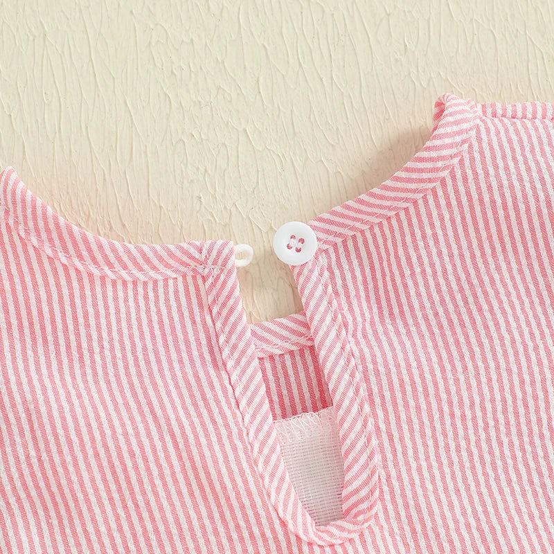 Cute Flutter Sleeve Romper with Striped Pattern