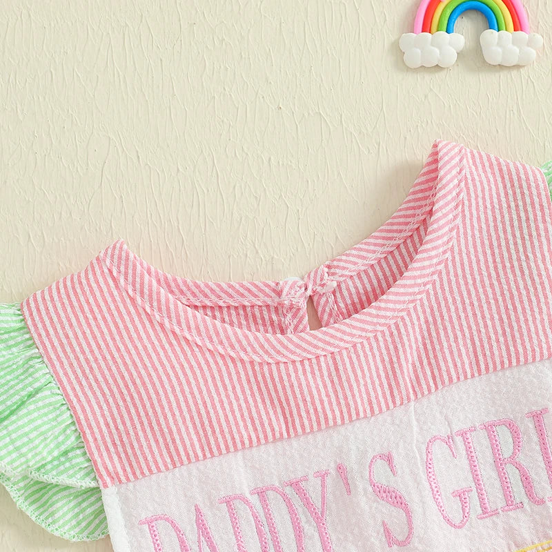 Cute Flutter Sleeve Romper with Striped Pattern
