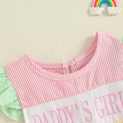 Cute Flutter Sleeve Romper with Striped Pattern