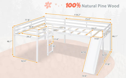 Twin Size Double Loft Bed with Slide