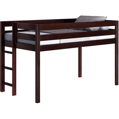 Contemporary Solid Wood Twin Low Loft Bed