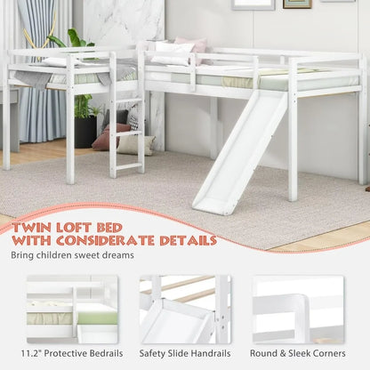 Twin Size Double Loft Bed with Slide
