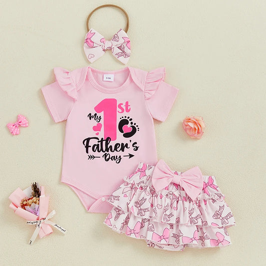 My First Father's Day Letter Print Romper
