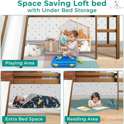 Kids Twin Loft Bed with Slide
