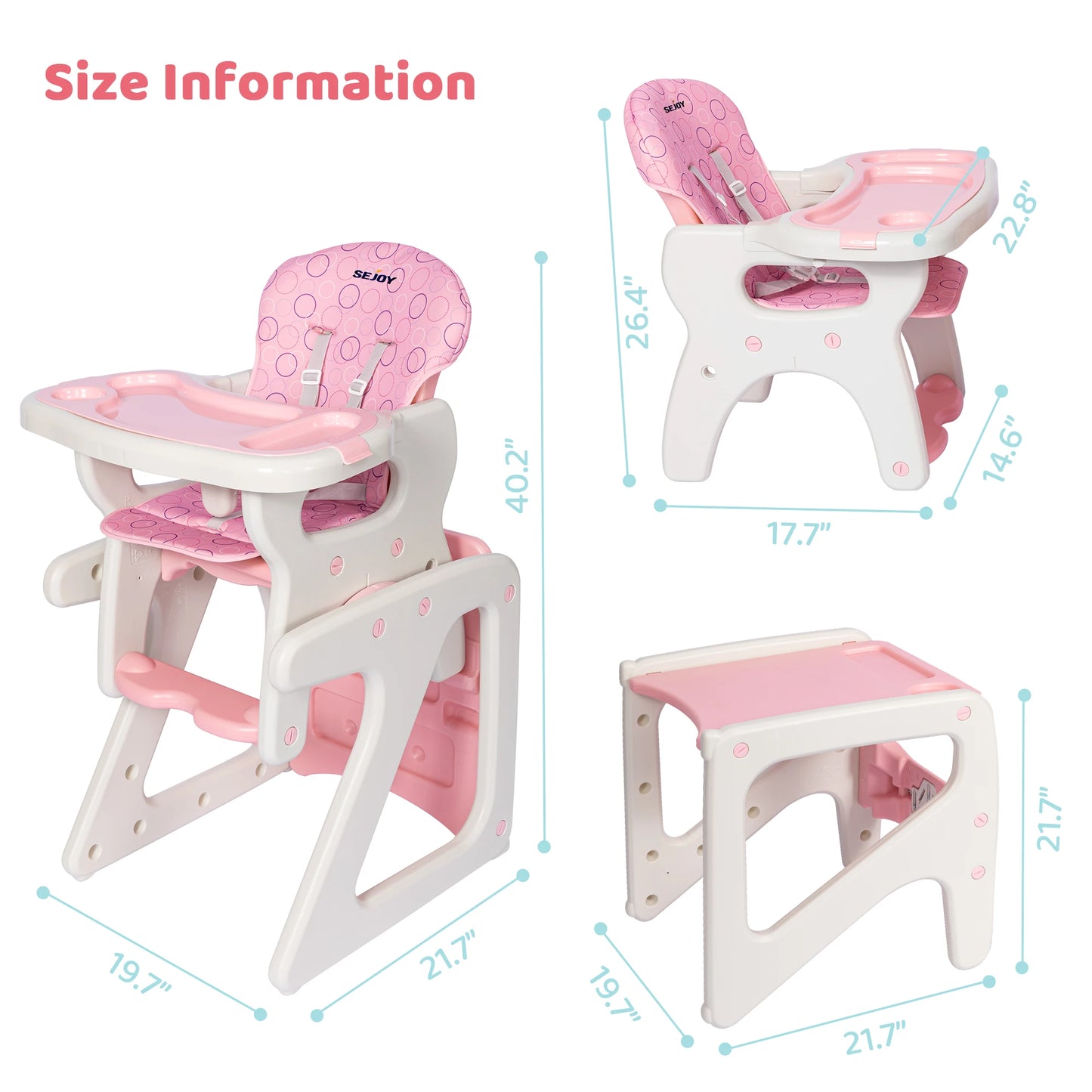 2-in-1 Baby High Chair with Table Footrest