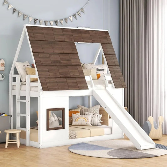 Merax Twin‑Over‑Twin House Bunk Bed