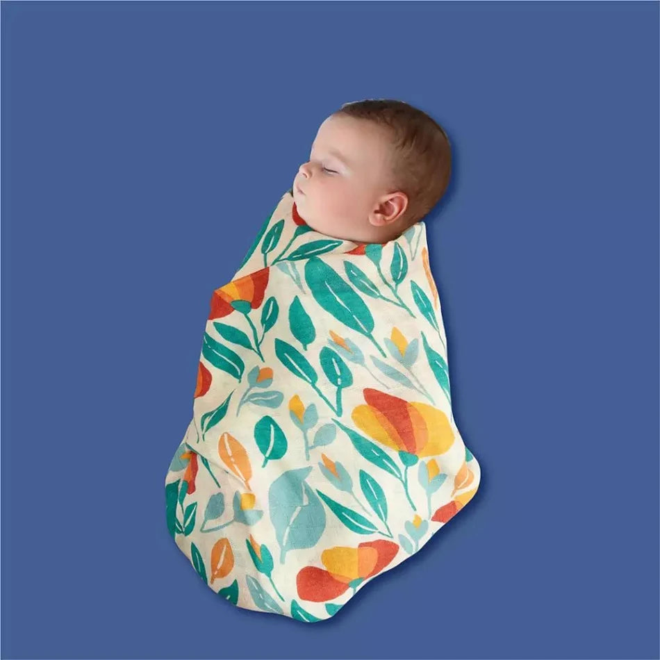 Elinfant 4PCS Bamboo Cotton Muslin Swaddle Set