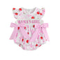 Embroidered Letter Romper with Bow Accents