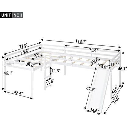 Twin Size Double Loft Bed with Slide