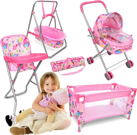 5-Piece Baby Doll Stroller Playset